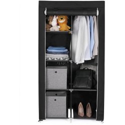 Kl�deskab med stofsider - sort garderobeskab og t�jskab - 170 cm