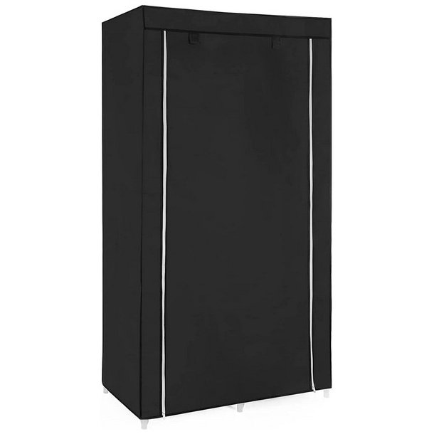 Kl�deskab med stofsider - sort garderobeskab og t�jskab - 170 cm