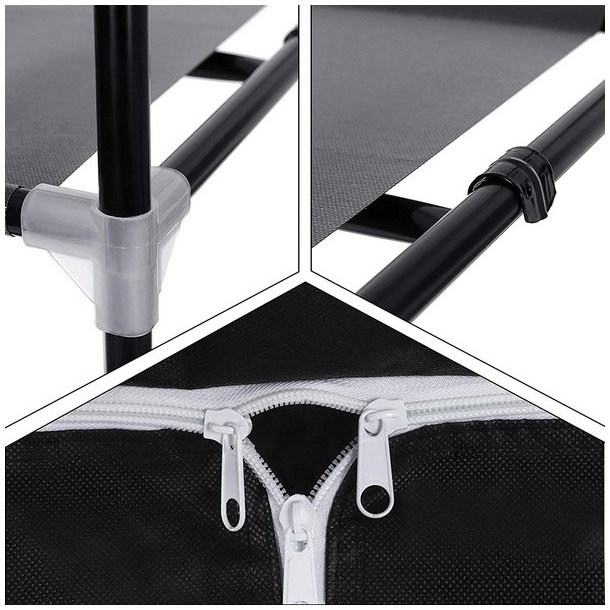 Kldeskab med stofsider - sort campingskab og tjskab - 160 cm