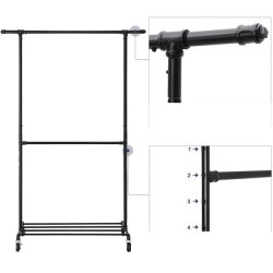 T�jstativ med t�jst�nger - garderobestativ p� hjul til 110 kg