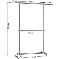T�jstativ med 2 t�jst�nger - justerbar gr� b�jlestang p� hjul