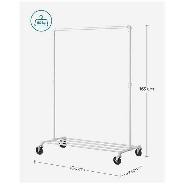 T�jstativ p� hjul - garderobestativ i vandr�r look med skohylde