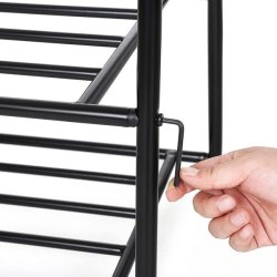 T�jstativ med hylder i sort metal - t�jstang med 2 skohylder