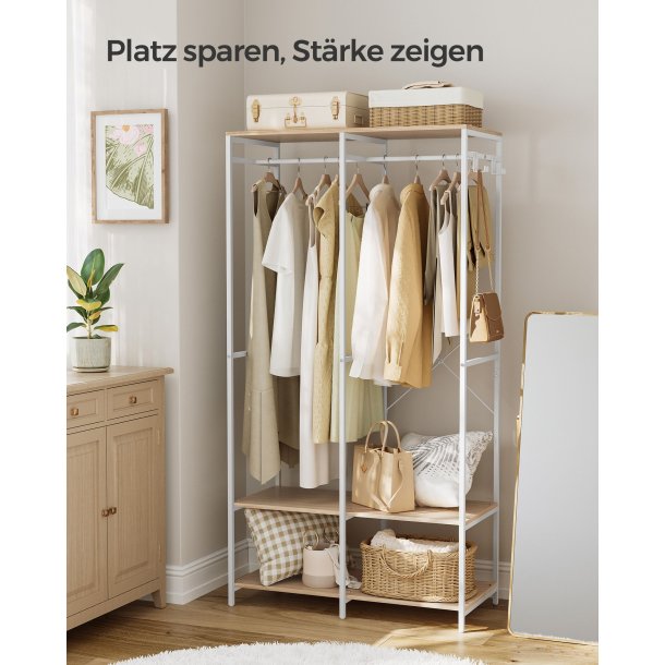 �ben garderobe - �ben t�jstativ - kl�deskab - hvid 40x94,5x180