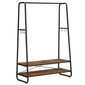 T�jstativ - rustik brun t�jstativ med b�jlestang og skohylder