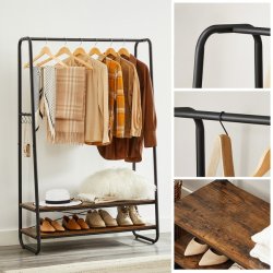 T�jstativ - rustik brun t�jstativ med b�jlestang og skohylder