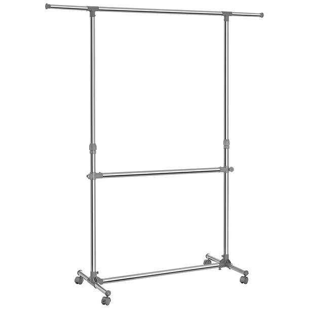 T�jstativ med 2 t�jst�nger - justerbar gr� b�jlestang p� hjul