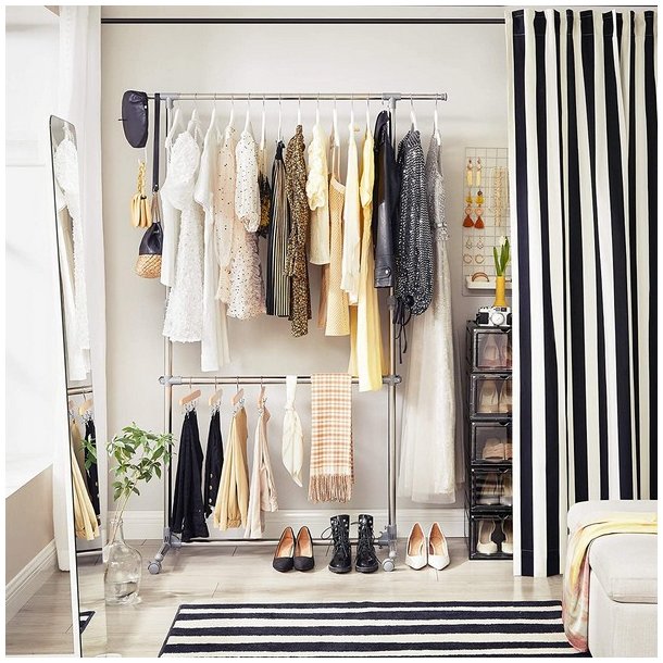 T�jstativ med 2 t�jst�nger - justerbar gr� b�jlestang p� hjul