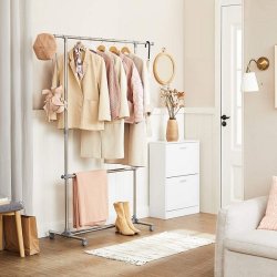 T�jstativ med 2 t�jst�nger - justerbar gr� b�jlestang p� hjul