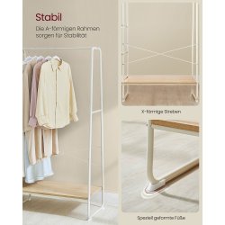 T�jstativ - hvid og brun t�jstativ med b�jlestang og 5 hylder