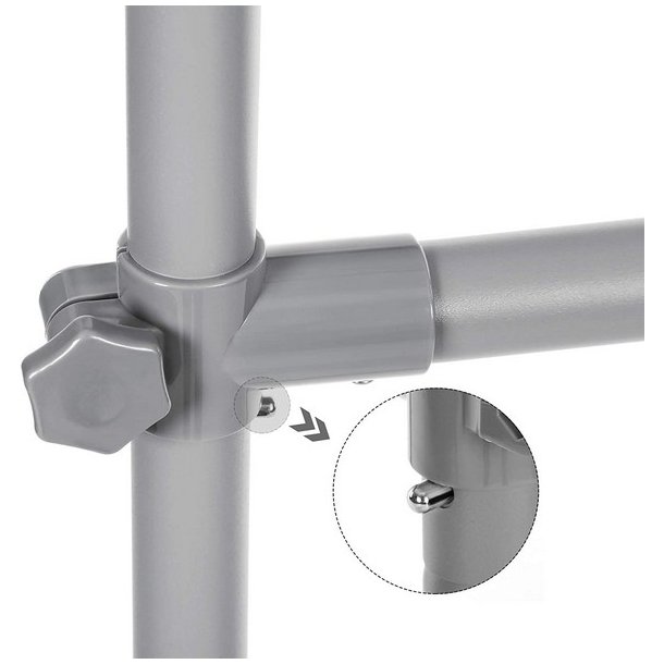 T�jstativ med dobbelt b�jlestang og skohylde - justerbart gr�