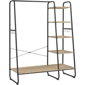 T�jstativ - sort og brun t�jstativ med b�jlestang og 5 hylder