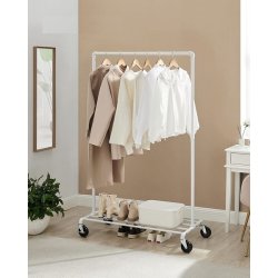 T�jstativ p� hjul - garderobestativ i vandr�r look med skohylde