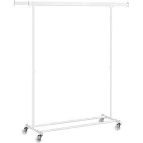 T�jstativ p� 4 hjul - kraftig hvid garderobestativ til 90 kg