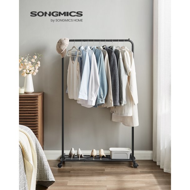 T�jstativ p� hjul - t�jstativ med hylde og t�jstang