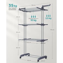 T�rrestativ til vasket�j - foldbart med vinger - gr�