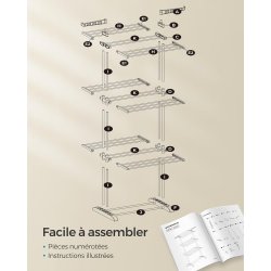 T�rrestativ til vasket�j - foldbart med vinger - hvid