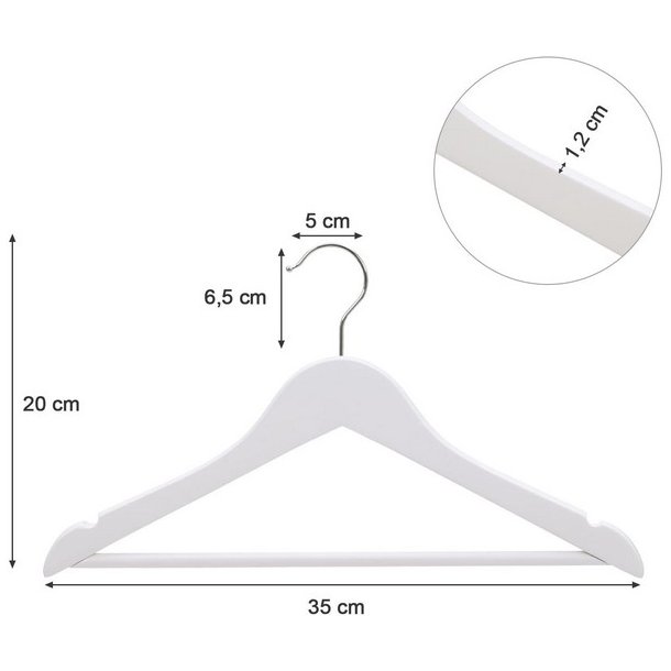 T�jb�jler til b�rn med buksestang - 20 stk hvide b�jler til t�j