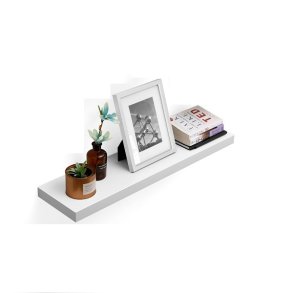 Hylde i tr� - v�gh�ngt tr�hylde - hvid v�ghylde 80 x 20 cm