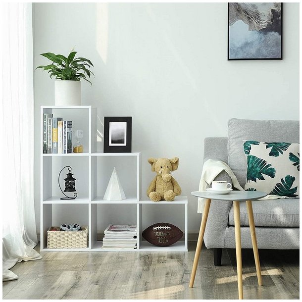 Rumdeler - fritst�ende bogreol i tr� - hvid 97,5 x 29 x 97,5