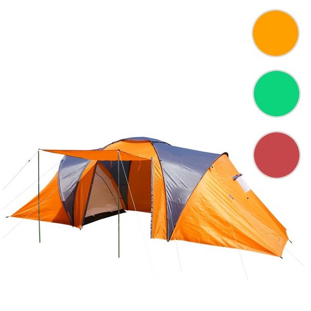 Campingtelt - 4 personers tunneltelt til camping - orange telt