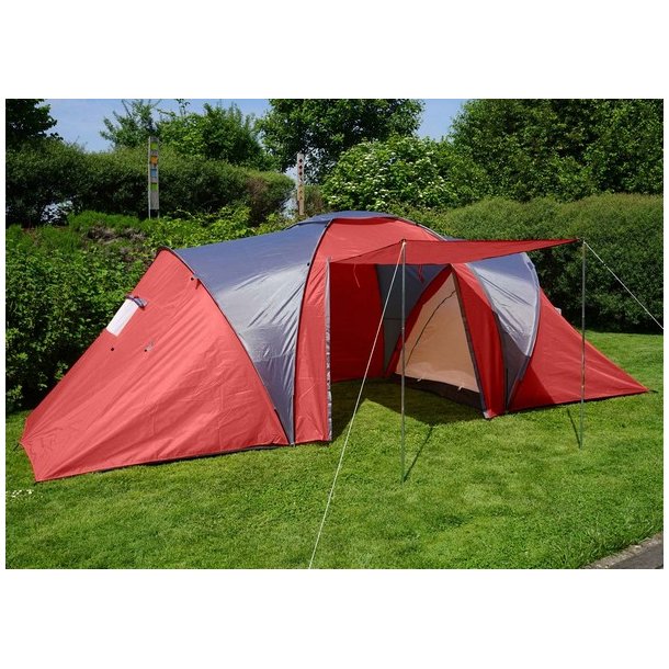 Campingtelt - 6 personers tunneltelt til camping - rdt telt