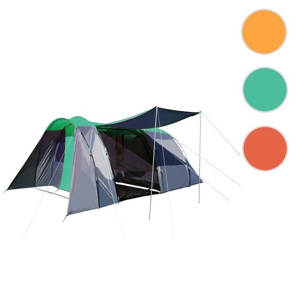 Campingtelt - 6 personers tunneltelt til camping - delbart grnt telt