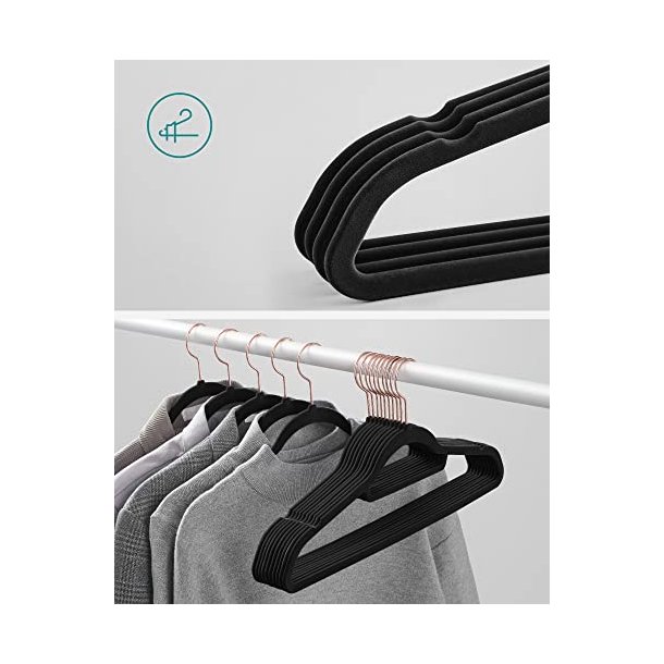 T�jb�jler i velour med skridsikker buksestang - 50 stk sort