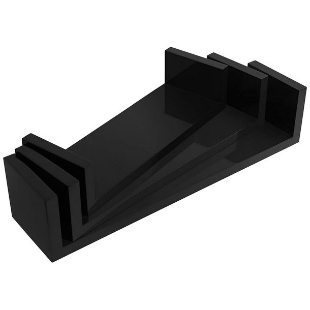 Hylder i tr� - 3 v�gh�ngte sv�vende tr�hylder - sorte v�ghylder