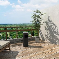 Skraldespand - udend�rs skraldespand med askeb�ger - sort