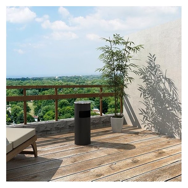 Skraldespand - udend�rs skraldespand med askeb�ger - sort