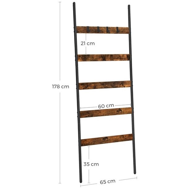 Stigereol - udstillingsreol - stativ - rustik brun - 178 x 65