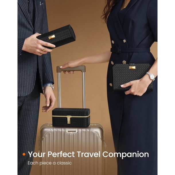 Rejsetaske i kunstl�der til 3 ure - sort rejsetaske til ure