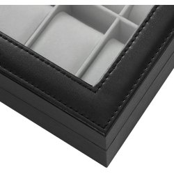 Urboks i kunstl�der - display�ske til 12 ure - sort urkasse