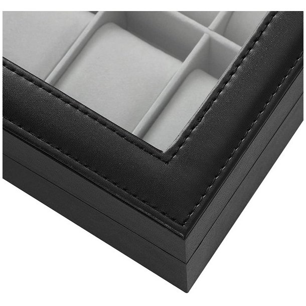 Urboks i kunstl�der - display�ske til 12 ure - sort urkasse