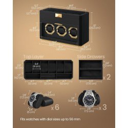 Displayske til 9 ure - urkasse til armbndsure - sort