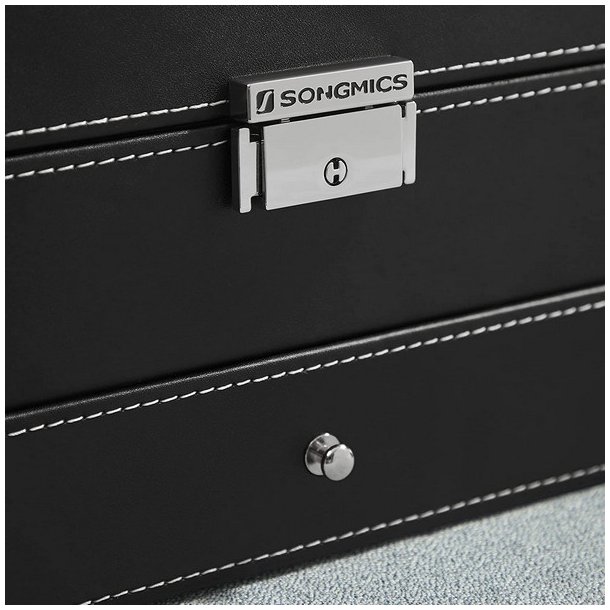 Urboks i kunstl�der - display�ske til 12 ure - smykkeskrin - sort