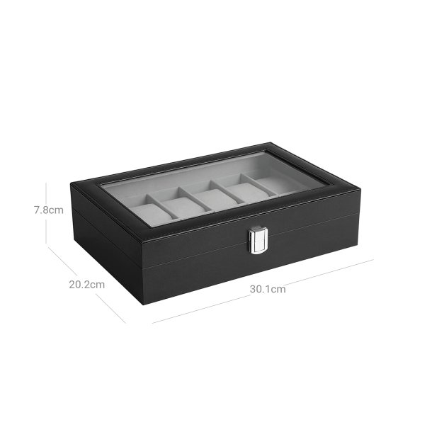 Urboks i kunstl�der - display�ske til 12 ure - sort urkasse