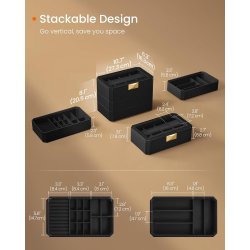 Urkasse til 8 ure i kunstl�der - 3-lags display�ske - sort