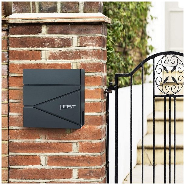Brevkasse med avisr�r - v�gh�ngt postkasse - antracit brevkasse