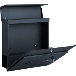 Brevkasse med avisr�r - v�gh�ngt postkasse - antracit brevkasse
