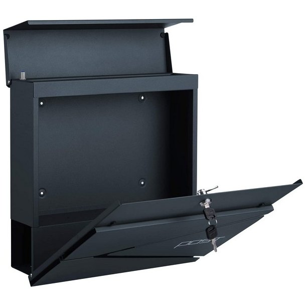 Brevkasse med avisr�r - v�gh�ngt postkasse - antracit brevkasse