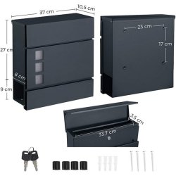 Brevkasse med avisrr - vghngt postkasse - antracit brevkasse