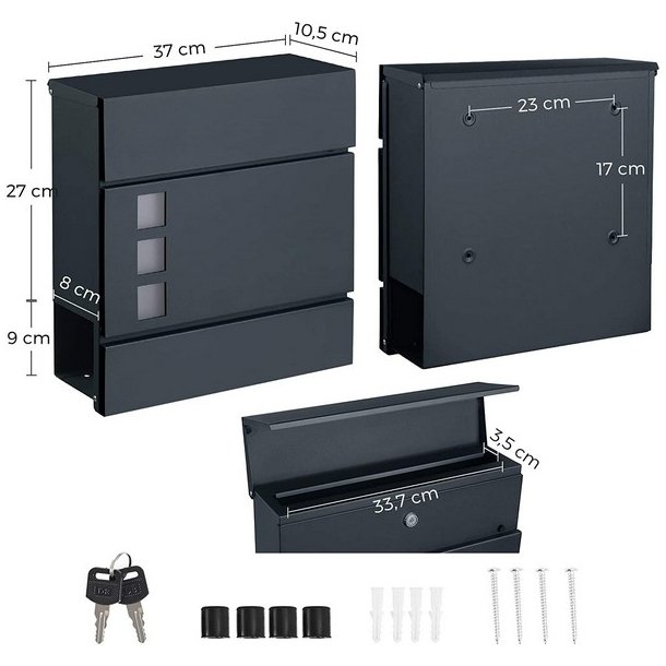 Brevkasse med avisrr - vghngt postkasse - antracit brevkasse