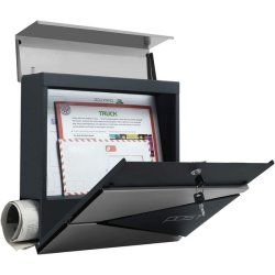 Brevkasse med avisr�r - v�gh�ngt postkasse - antracit/s�lv