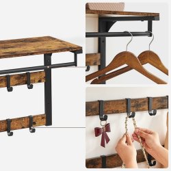 Knagerkke med bjlestang og hattehylde 80x30 cm - rustik brun