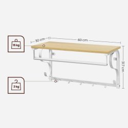 Knager�kke med hattehylde og b�jlestang 60x30 cm - brun og hvid