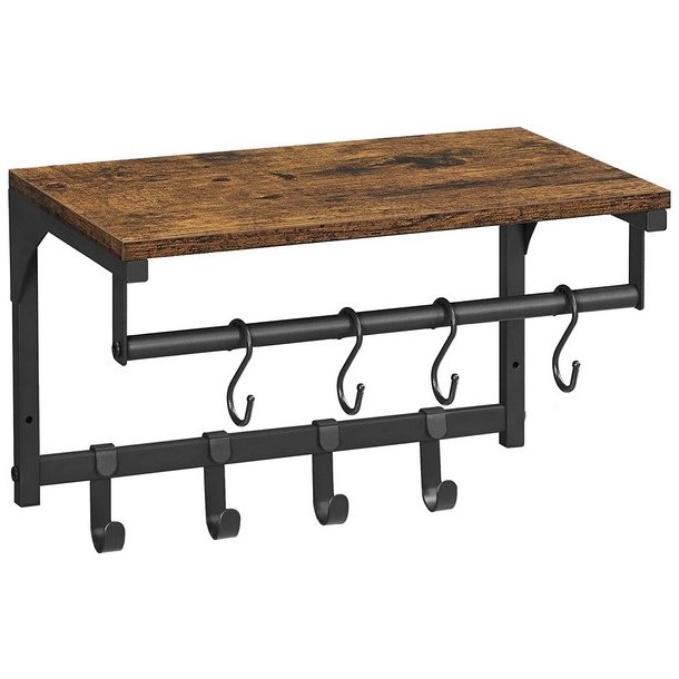 Knagerkke med hattehylde og bjlestang 40x24x24 cm - rustik brun