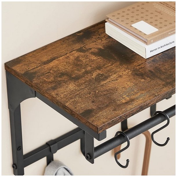 Knager�kke med hattehylde og b�jlestang 40x24x24 cm - rustik brun