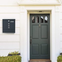 Brevkasse med avisrr - postkasse med avisholder - antracit